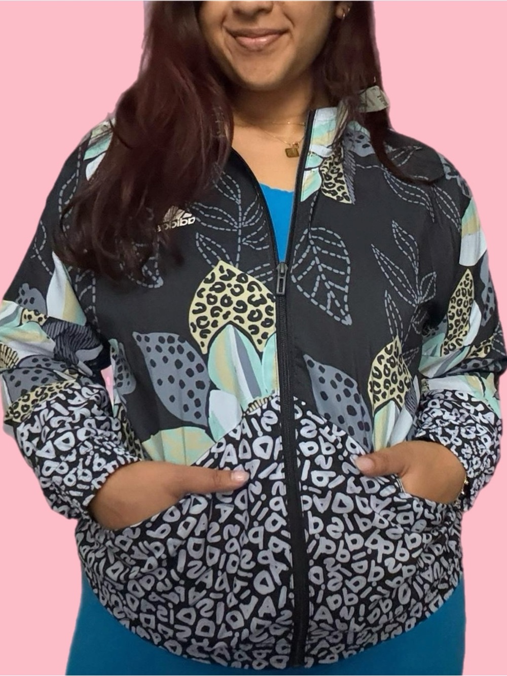 adidas printed windbreaker - blue print